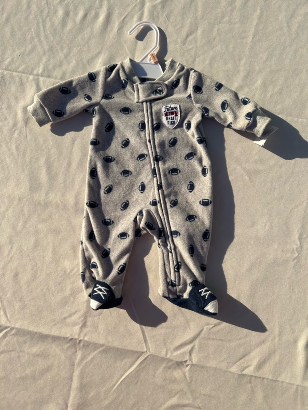 Not for sale 🔥3/$8- Carter's Gray Football Print Footed One-Piece